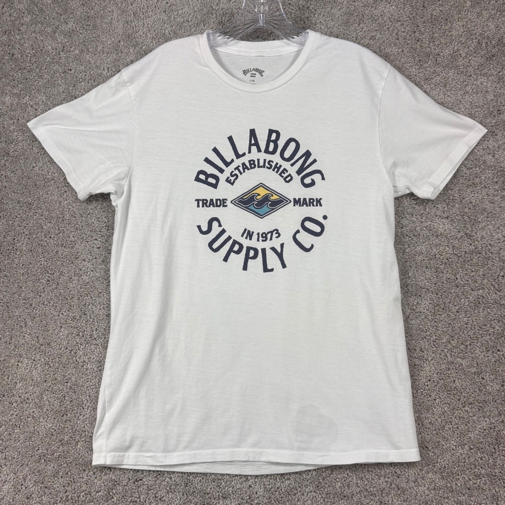 Billabong Mens Graphic T-Shirt White Large Established 1973 Supply Co Surf Tee